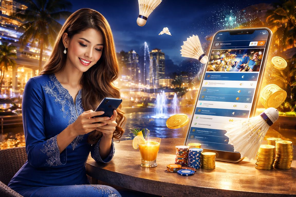 Genting Highlands user in baju kurung accessing the 1million betting platform