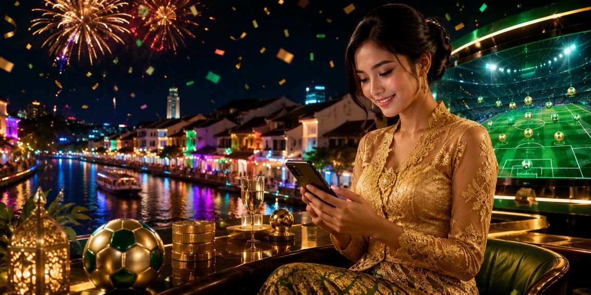 Pengguna wanita Melaka memakai kebaya mengakses platform 1million di telefon